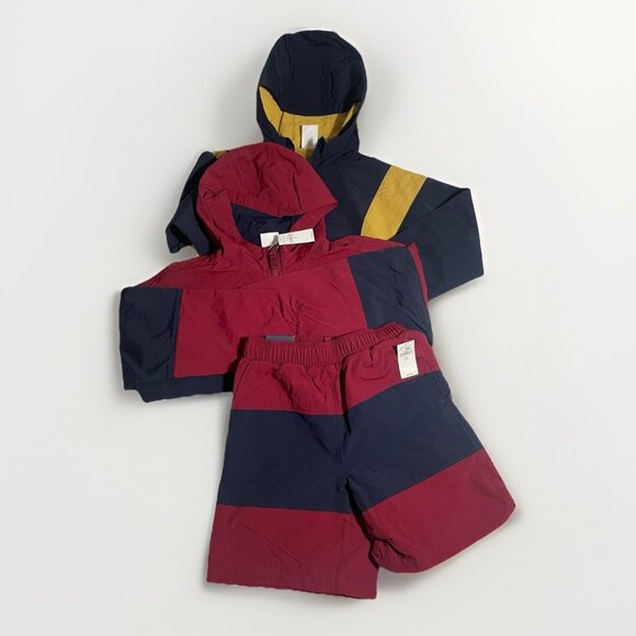 NWT GAP 3PC OUTERWEAR SET SZ SMALL 6-7 Anorak Pullover Hoodie “3/4 Zip & Shorts - Picture 1 of 14